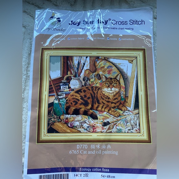 Sunday Artistic Cat Cross Stitch Kit - Picture 1 of 5